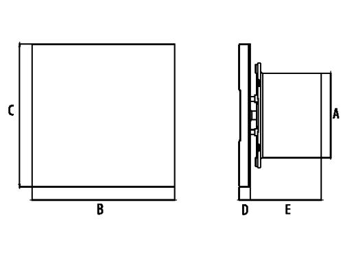 Размеры Dospel Black&White 100S: A - 98мм; B - 165мм; C - 165мм; D - 13мм; E - 81мм;