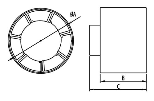 Размеры Euro2: A - 118мм; B - 83мм; C - 102мм;